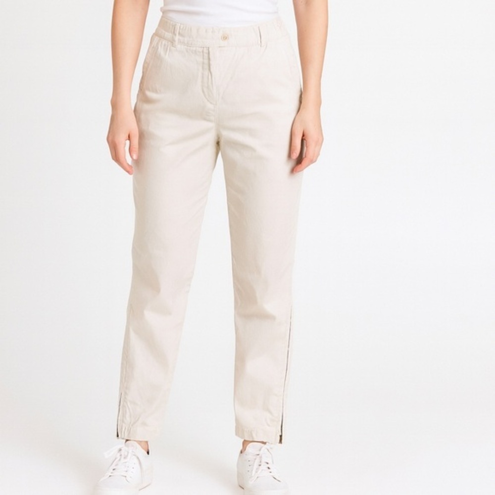 LOFT Light Beige/Pink Cropped Pants with Zipper Ankles
